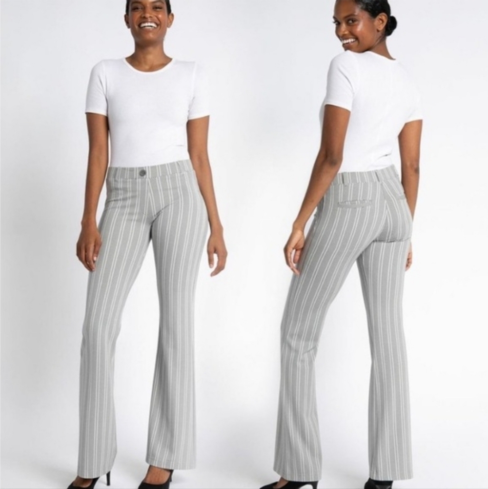 Betabrand Black & Gray Chevron Bootcut Printed Career Leggings Size XL